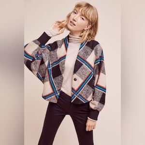 BNWT Anthropologie Plaid Demero Swing Jacket | Wool Blend | M/L | Extra Button